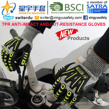 Gants TPR anti-choc et anti-impact, 13G HPS Shell Cut-Level 5, Nitrile sablonneuse à lame, anti-impact TPR sur les gants mécaniques arrière
